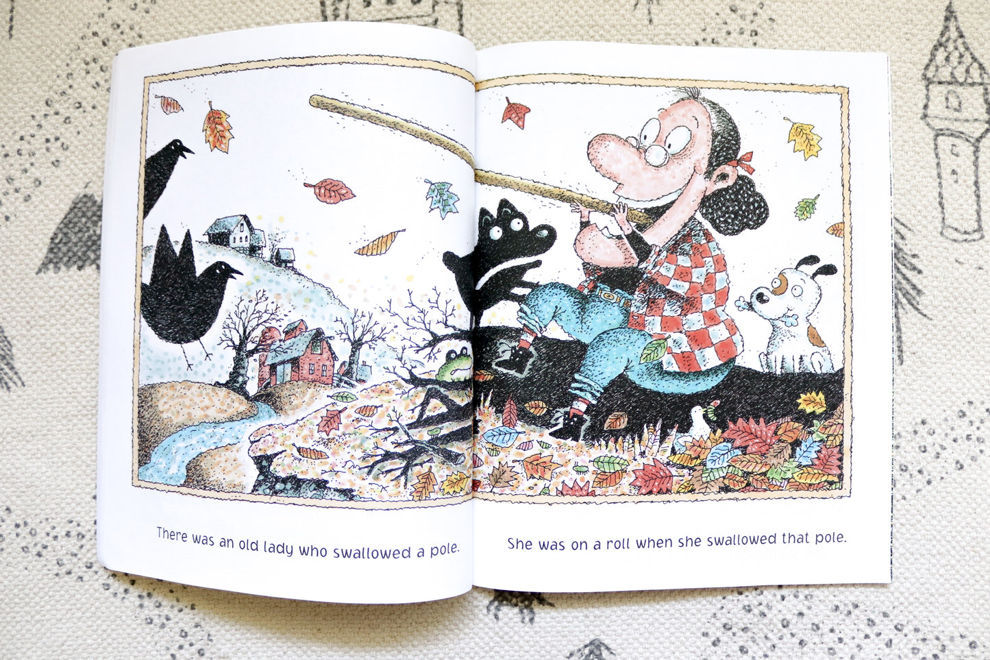 There was an old lady who swallowed some leaves!